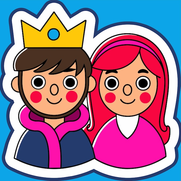 Koninklijke kroon koning monarchie koninkrijk met de hand getekende cartoon personage sticker icoon concept geïsoleerd