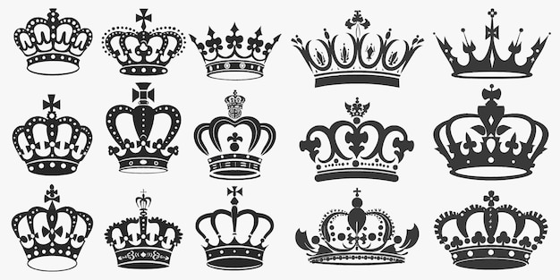 Koninklijke kroon silhouet Koning kroon majestueuze kroon en luxe tiara silhouetten