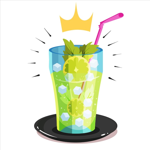 Koninklijke mojito limonade cartoon vector pictogram illustratie