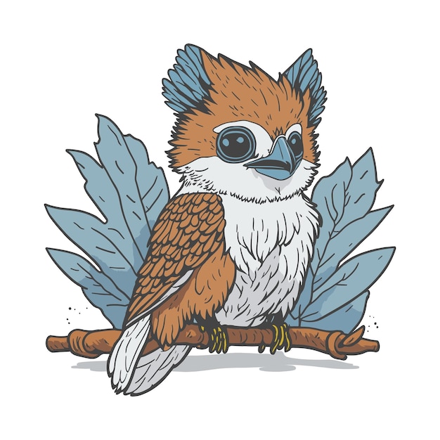 Kookaburra bird animal character cartoon vector illustration