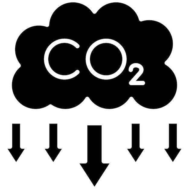 Vector koolstofemissies glyph effen zwarte afbeelding