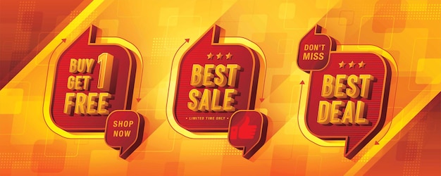 Koop 1 en ontvang 1 gratis Beste Verkoop Beste Deal-tag kortingslabelteken Abstract Red Speech Bubble-winkeltag
