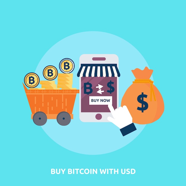 Koop bitcoin met usd conceptontwerp