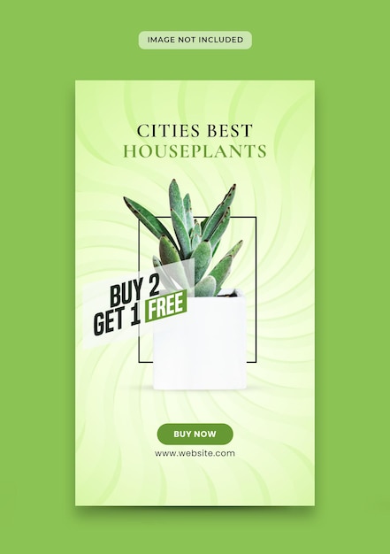 Koop en ontvang een gratis bannerontwerp voor instagramverhalen voor plant- of productpromotie