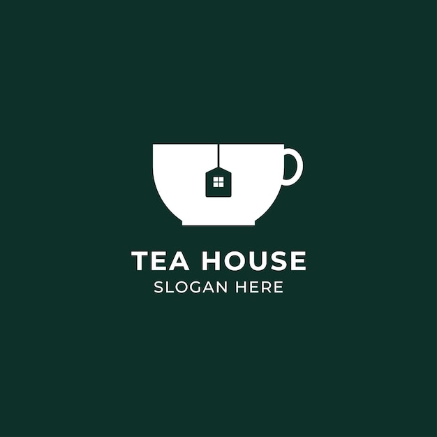 Kop en huis voor thee of koffie logo concept