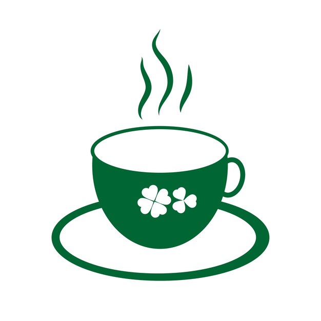 Vector kop koffie met klaverbladeren voor st. patrick's day party vector icoon