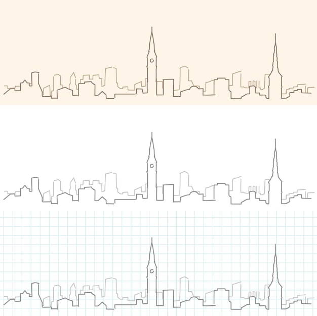 Vector kopenhagen handgetekende skyline