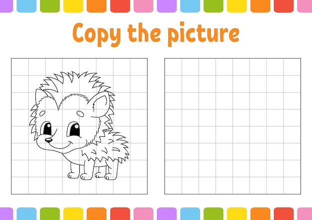Kopieer de afbeelding Kleurboekpagina's voor kinderen Onderwijs ontwikkelen werkblad Spel voor kinderen Handschrift oefenen Grappig karakter Vector illustratie
