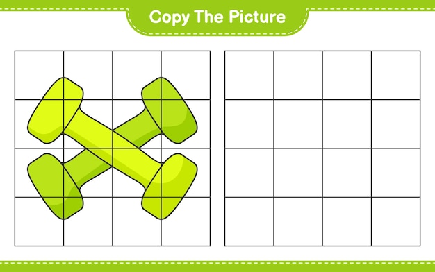 Kopieer de afbeelding kopieer de afbeelding van Dumbbell met rasterlijnen Educatief kinderspel