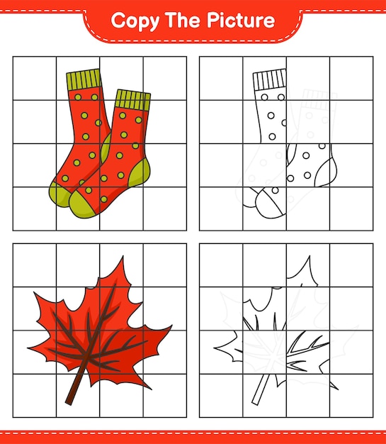 Kopieer de afbeelding kopieer de afbeelding van Socks en Maple Leaf met rasterlijnen