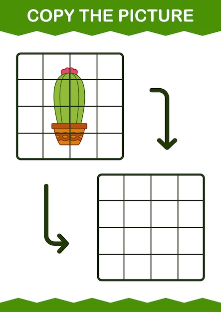 Kopieer de afbeelding met Cactus Worksheet voor kinderen