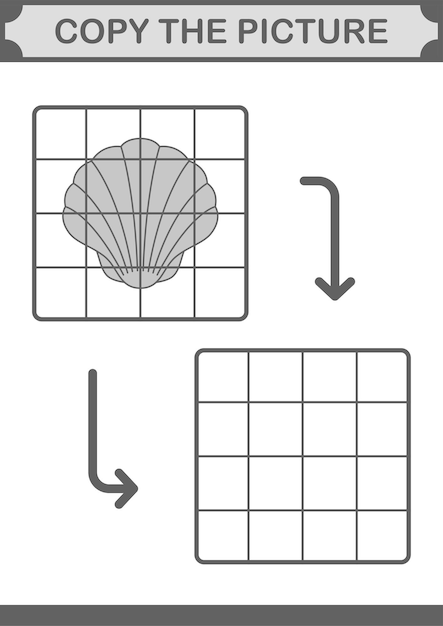 Kopieer de afbeelding met seashell worksheet voor kinderen