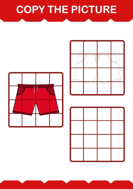 Kopieer de afbeelding met Shorts Worksheet voor kinderen