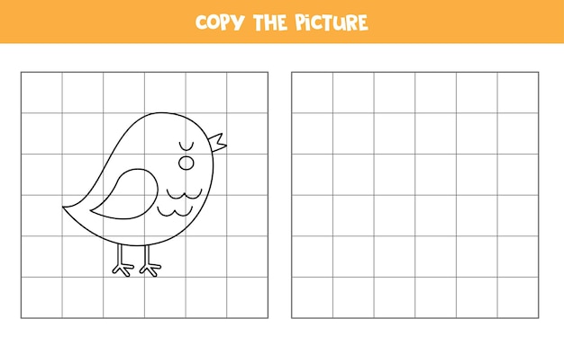 Kopieer de afbeelding van een zwart-witte vogel logisch spel voor kinderen