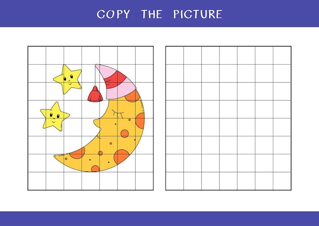 Kopieer de afbeelding van schattige maan en sterren