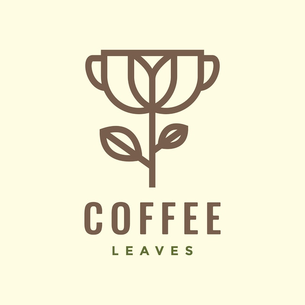 Kopje koffie drinken bonen plant verlaat minimale logo ontwerp vector illustratie pictogrammalplaatje