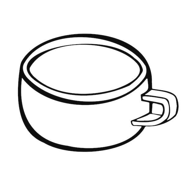 Kopje met thee of koffie zijaanzicht hand getekende vectorxA illustratie cartoon stijl plat ontwerp