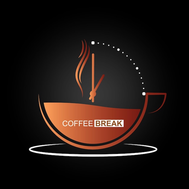 Vector kopje warme koffie met een wijzerplaat en een koffiepauze vector illustrationxa