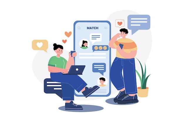 Koppel aan het chatten via een dating-app