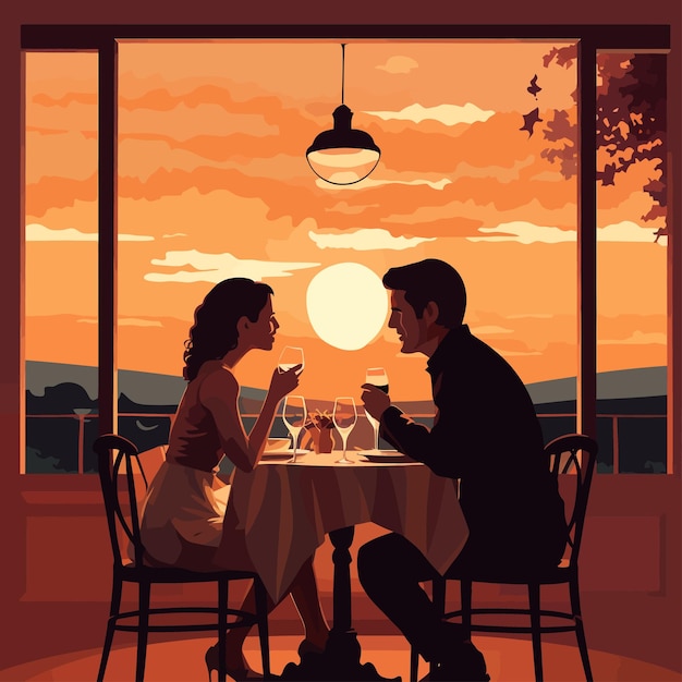 Vector koppel_diner_romantisch_diner|liefde_restaurant