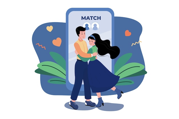 Koppel vindt een perfecte match op de online dating-app