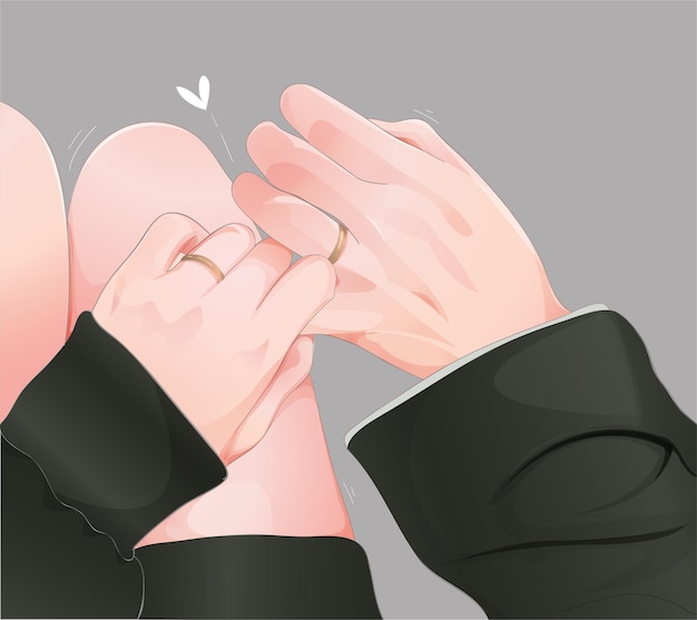 Koppels hand in hand met ringen