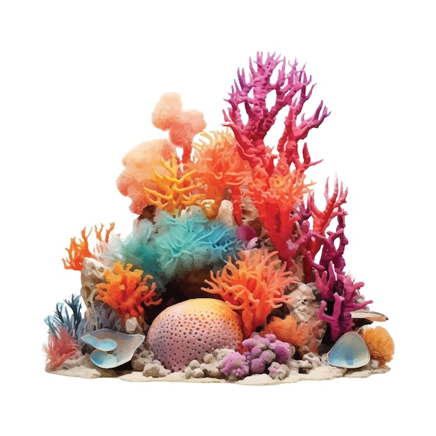 Vector koraalrif op een witte achtergrond
