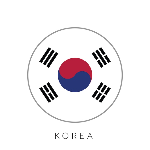 Korea flag round circle vector icon