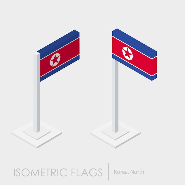 Korea North-vlag isometrische stijl, 3D-stijl