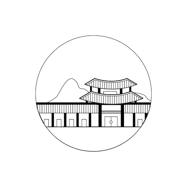 Korea palace in transparent outline design