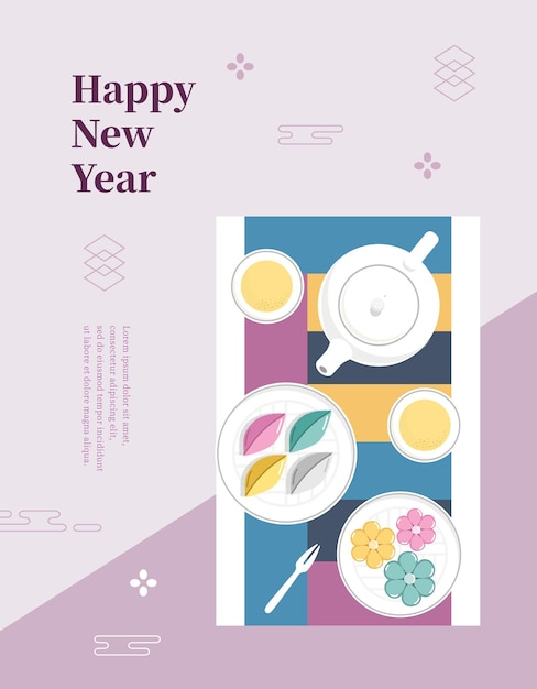 Vector korea traditie vector illustratie gelukkig nieuwjaar