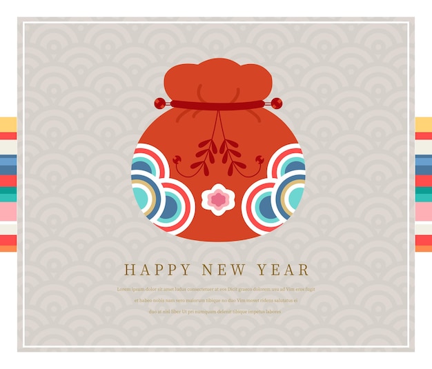 Vector korea tradition new year card, vector illustration