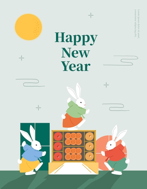 Korea tradition vector illustration happy new year