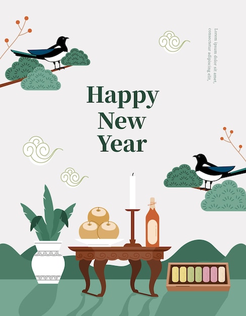 Vector korea tradition vector illustration happy new year