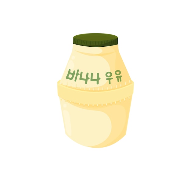 Koreaans bananenmelk illustratie-logo op een containerfles