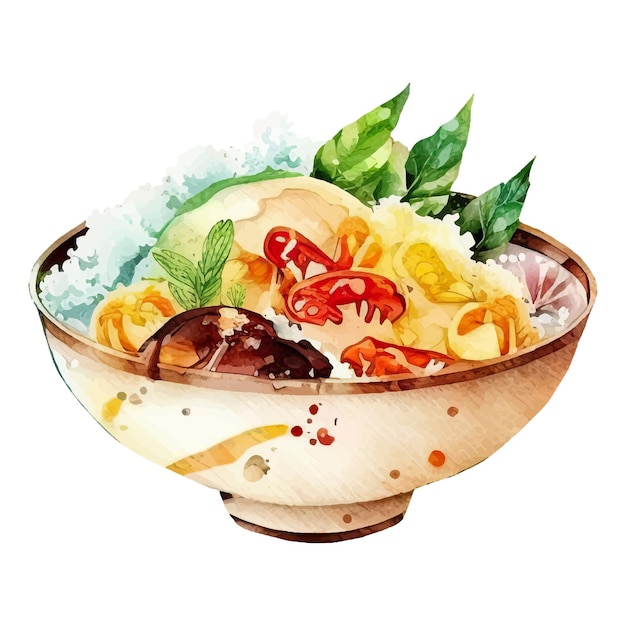 Koreaans eten in aquarelstijl