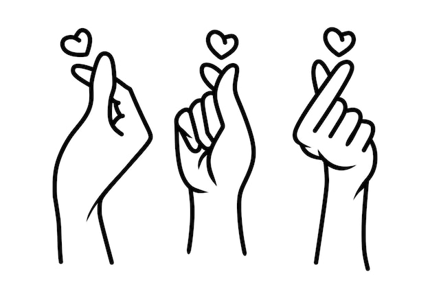 Vector koreaans hart teken vinger liefde symbool vectorillustratie