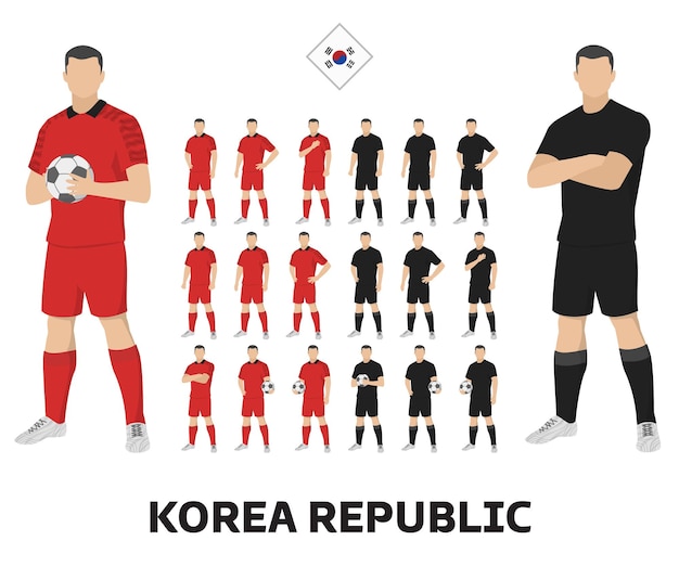 Vector koreaans voetbalteamtenue, thuistenue en uittenue