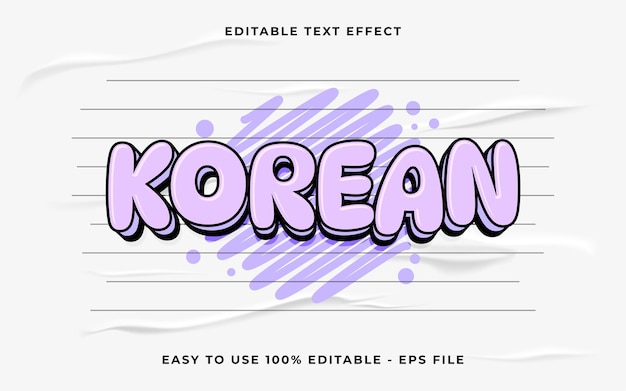 Koreaanse 3D bewerkbare vector tekst effect eenvoudige stijl tekst effect