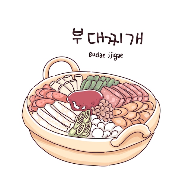 Koreaanse hotpot voedsel illustratie