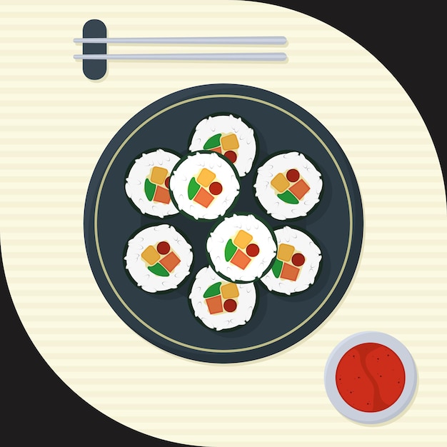 Vector koreaanse kimbap-illustratie