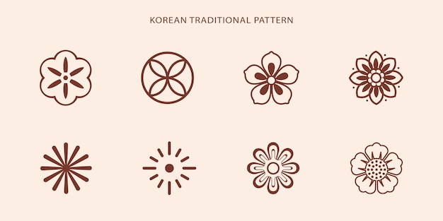 Koreaanse traditionele lijnpatroon aziatische stijl korea china symboolset
