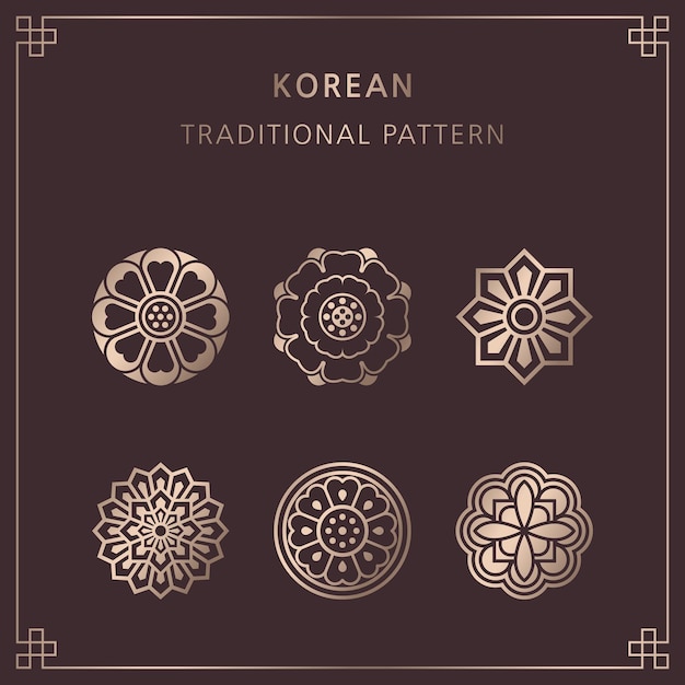 Koreaanse traditionele patroonontwerpelementen of ornamentenset