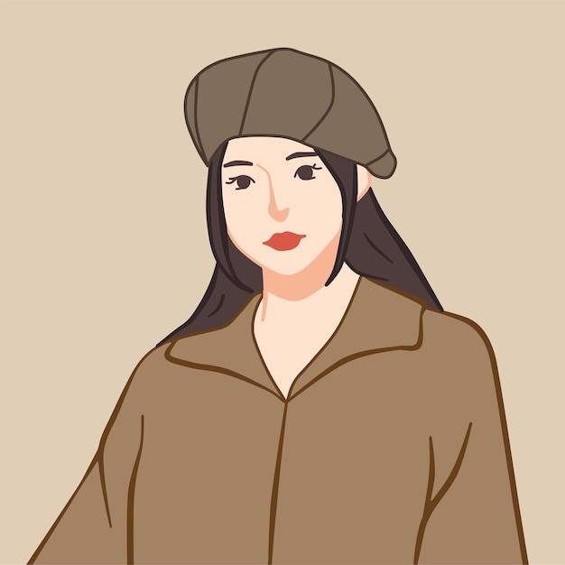 Korean Beautiful Girl Vector Illustration