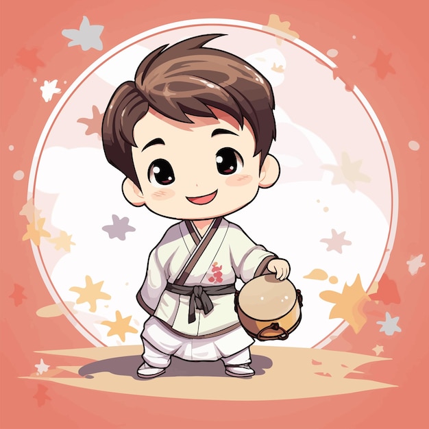 Vector korean boy with drum