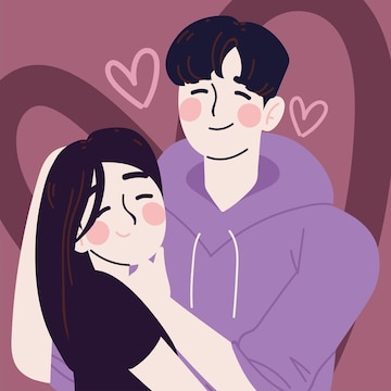 Premium Vector | Korean couple cartoon Premium Vector | Korean couple cartoon