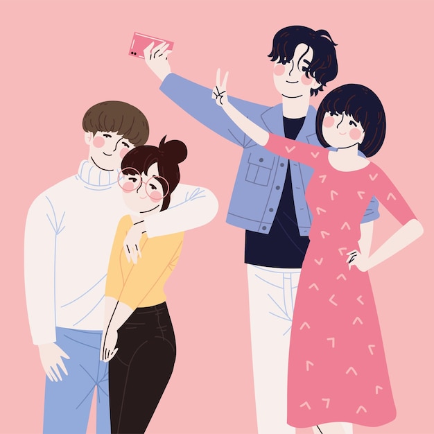 Vector korean couples characters