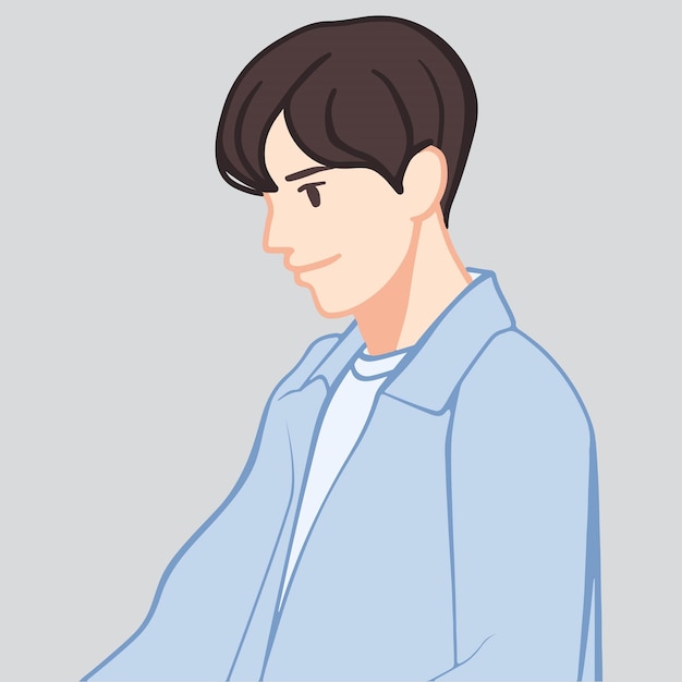 Korean Cute and Handsome Boy Vector Illustration