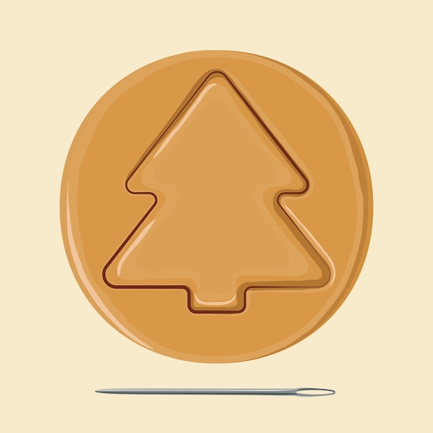 Korean dalgona honeycomb sugar cookie in christmas tree shape. vector illustration