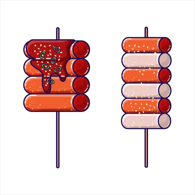 韓国のおいしい餅トッポッキベクトルイラスト